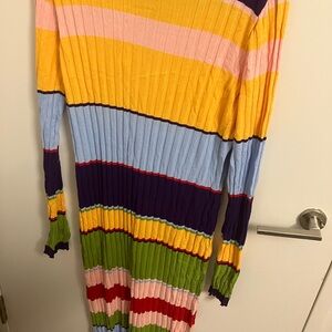 Fashion Nova Multicolor Striped Long Sleeve Dress